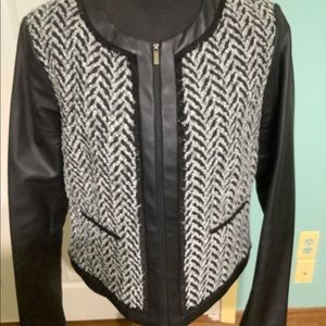 Faux leather boucle jacket